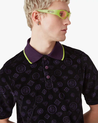 Purple Monogram Velour Polo Shirt