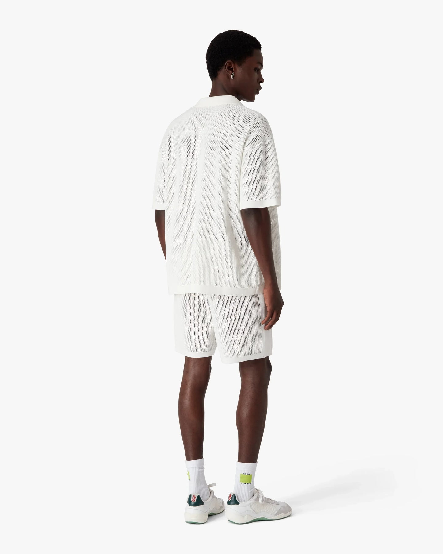 White Short Sleeve Mesh Shirt