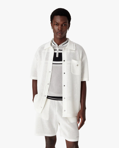 White Short Sleeve Mesh Shirt