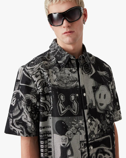 Rave Collage Short Sleeve Denim Shirt