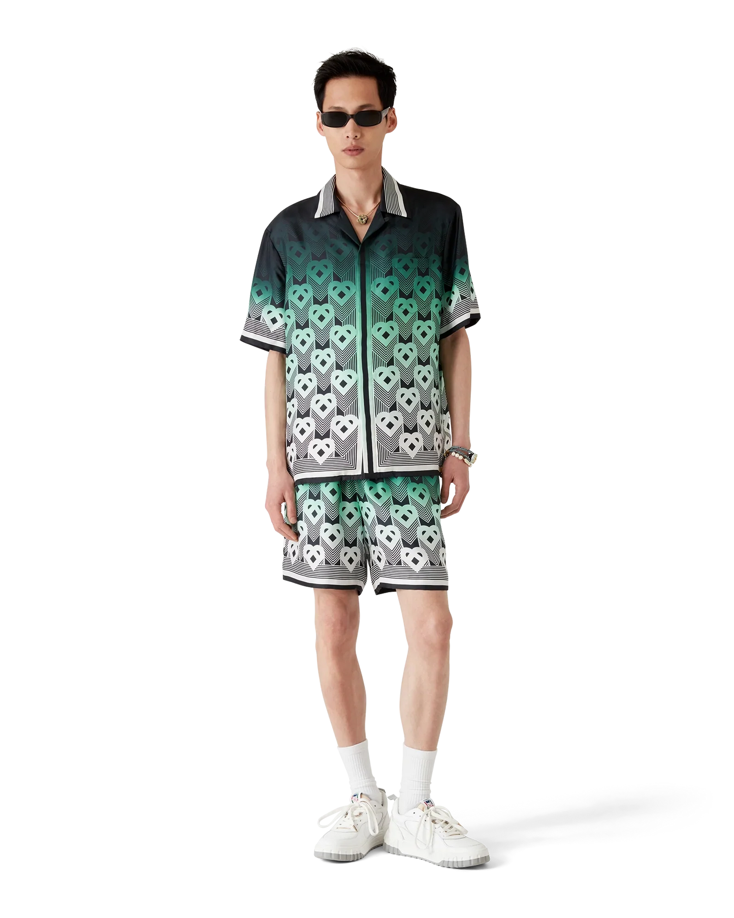 Gradient Monogram Short Sleeve Silk Shirt
