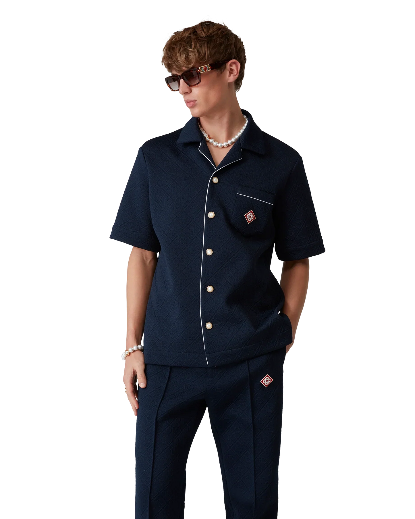 Jacquard Monogram Short Sleeve Shirt