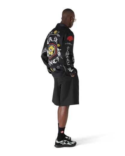 Emblem Long Sleeve  Silk Satin Shirt
