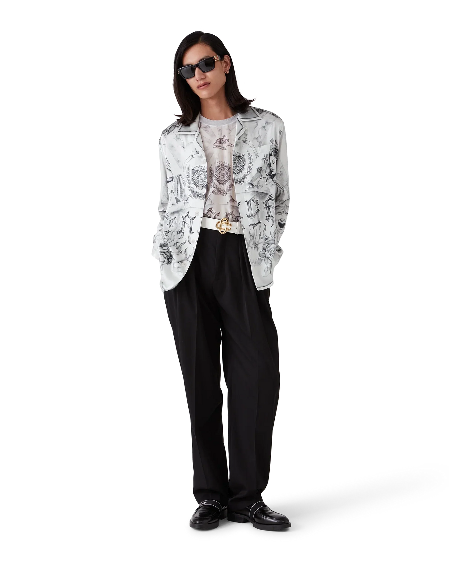 Tattoo Long Sleeve Silk Shirt