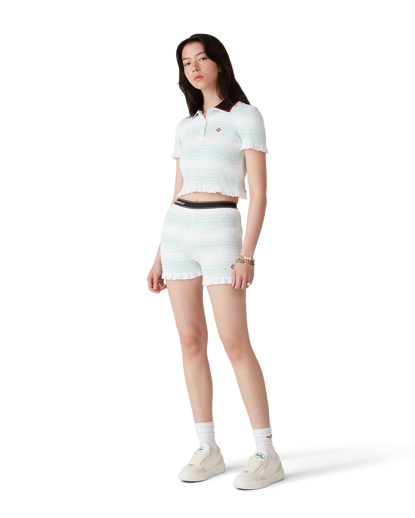 Stripe Shirred Shorts